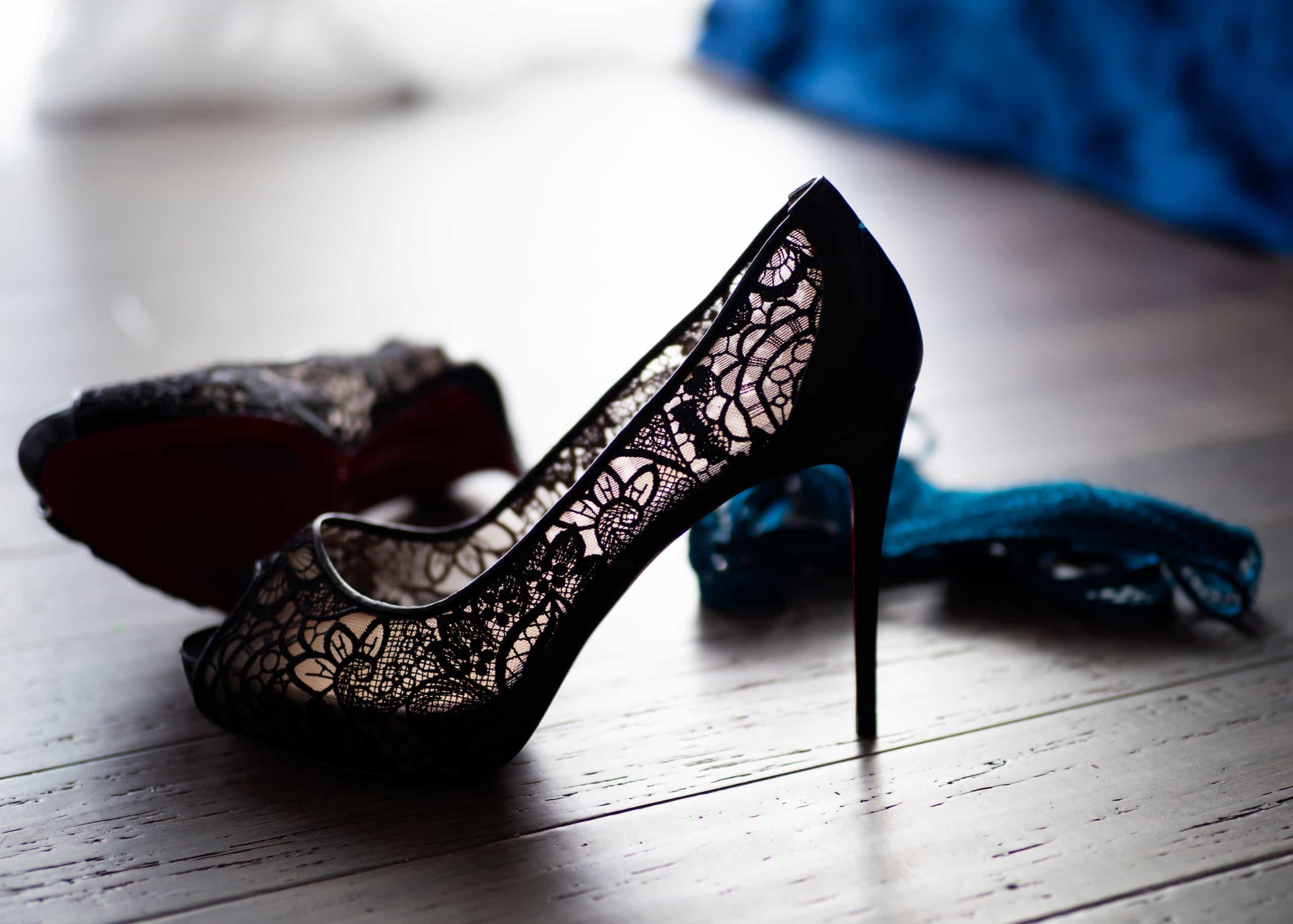 Denver Boudoir Photography, blue lingerie, Louboutin heels, storytelling